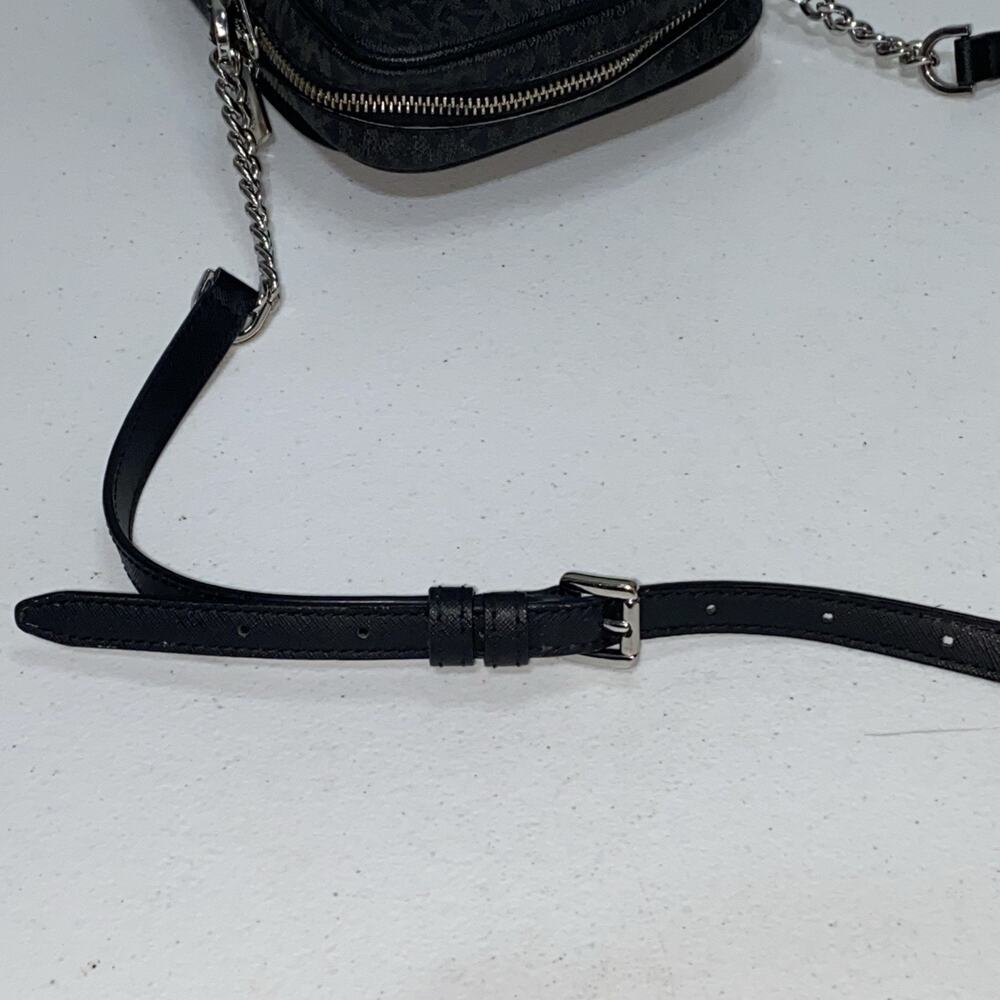 Michael Kors Crossbody Black Gray Purse Logo Bag Satchel Small Silver Accents - Picture 6 of 12
